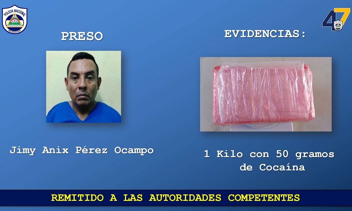 Agentes policiales capturan a cuatro personas por tráfico de droga en Nicaragua