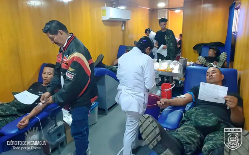 Ejército de Nicaragua participa en jornada de donación voluntaria de sangre