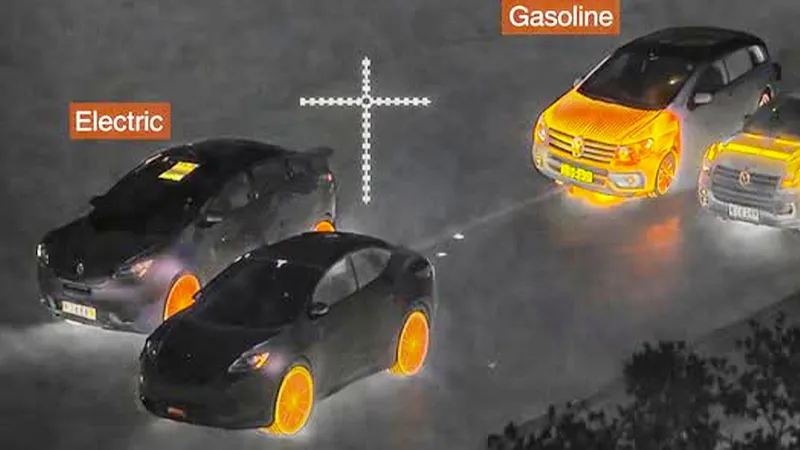 Una cámara térmica desvela otra ventaja de los coches eléctricos sobre los de combustión que desperdician sin sentido la energía