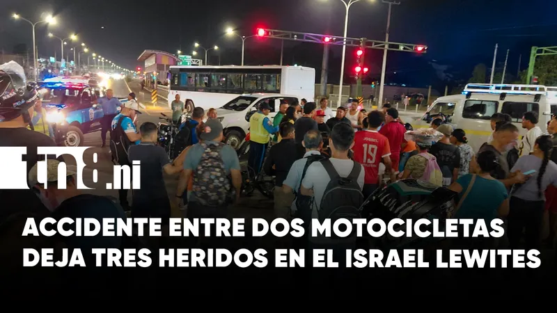 Tres lesionados tras violenta colisión entre motocicletas en Managua