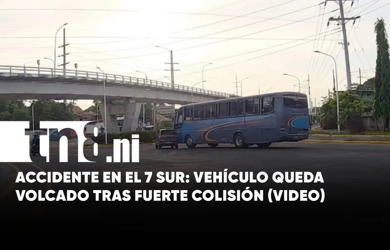 Accidente en la rotonda del 7 Sur queda captado en video