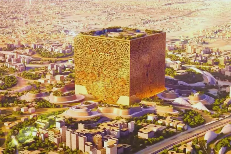Arabia Saudí quiso levantar un cubo de 400 metros para convertirlo en el nuevo icono de Riad. El Mukaab prometía una ciudad inmersiva dentro de un edificio, pero su futuro ya no parece tan sólido