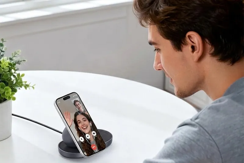 Lo que más me gusta de este cargador inalámbrico no es que cargue dos dispositivos. Es que también funciona como soporte para el iPhone