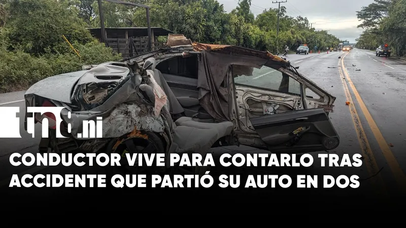 Sobrevive de milagro tras brutal accidente que partió su vehículo en dos