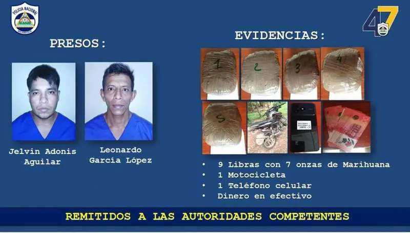 Capturan a dos sujetos con 9 libras de marihuana en San Ramón