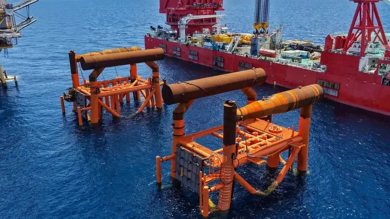 China finaliza la estructura principal de la primera plataforma marina de inyección de CO₂ para la recuperación mejorada de gas