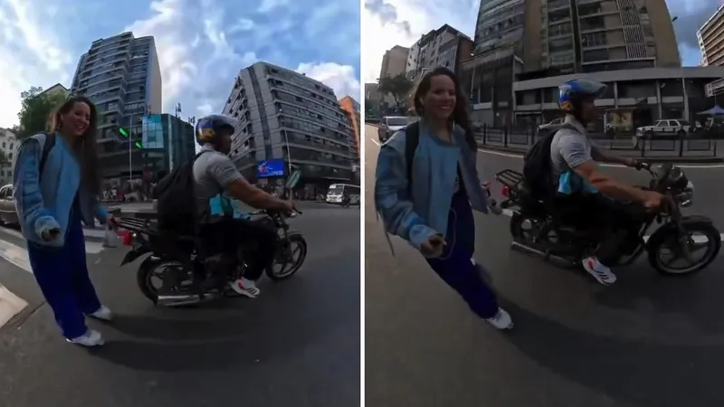 VIDEO: Joven patina impulsada por un motorizado en la avenida más transitada de Caracas y se vuelve viral