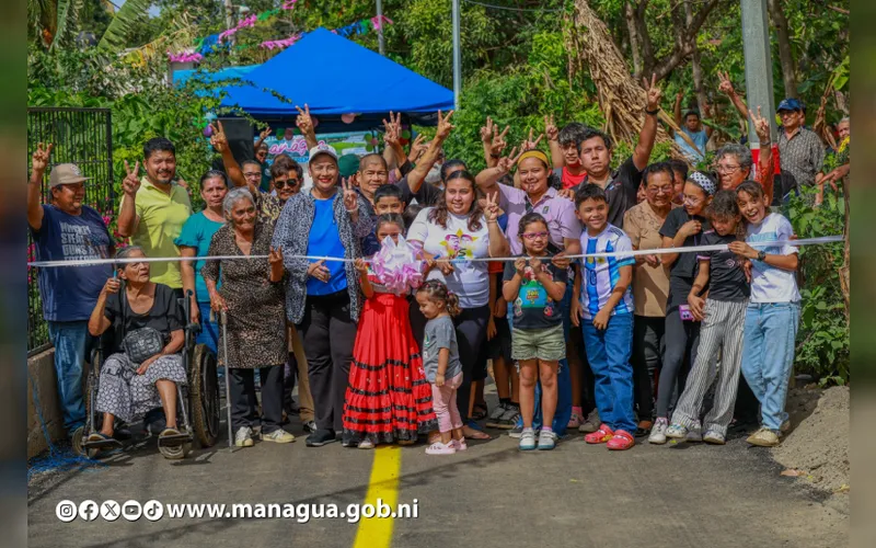 Alcaldía de Managua inaugura mejoramiento vial en la comarca San Isidro de la Cruz Verde