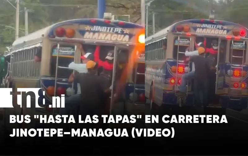 Bus Jinotepe – Managua es captado con pasajeros de pie y en las puertas...