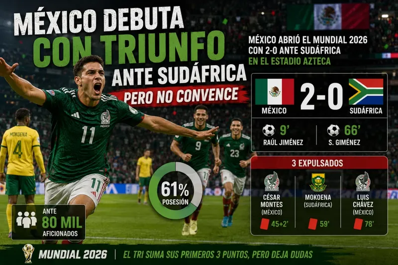 México debuta con triunfo ante Sudáfrica pero no convence