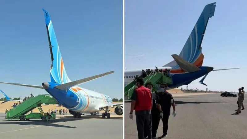 FOTOS del avión de Flydubai al aterrizar en Arabia Saudita luego de sufrir emergencia en pleno vuelo