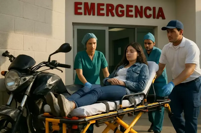 Joven motorizada resulta fracturada al impactar contra muro en Granada