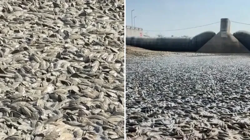 Escena apocalíptica: la sequía extrema en un río deja miles de peces muertos al descubierto