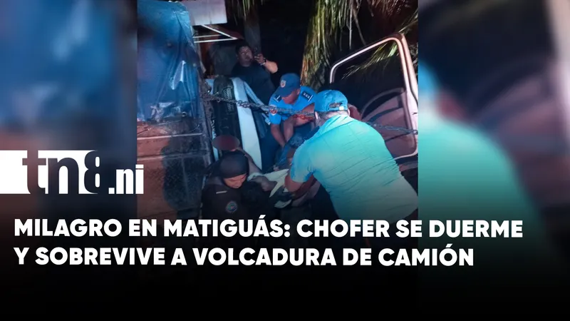 Milagro en Matiguás: chofer se duerme y sobrevive a volcadura de camión