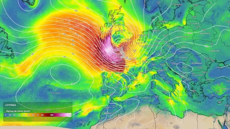 Llega la ciclogénesis explosiva Austen: estas son las zonas donde el viento superará los 100 km/h