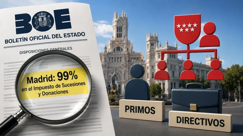 El BOE confirma que la rebaja fiscal de Madrid del 99% también alcanza a primos y directivos