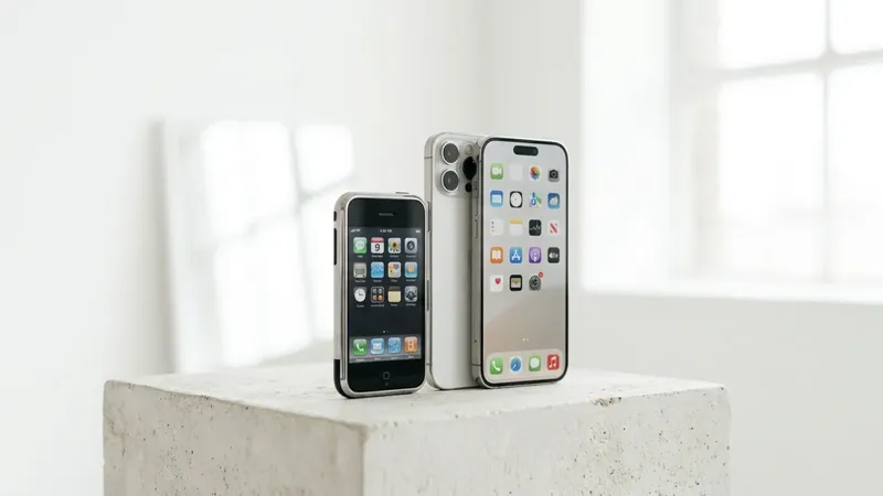Casi 20 años de diferencia en una sola foto: iPhone 18 Pro vs. el primer iPhone