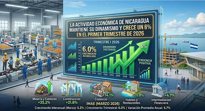 Economía nicaragüense mantiene su dinamismo y crece un 6% en el primer trimestre