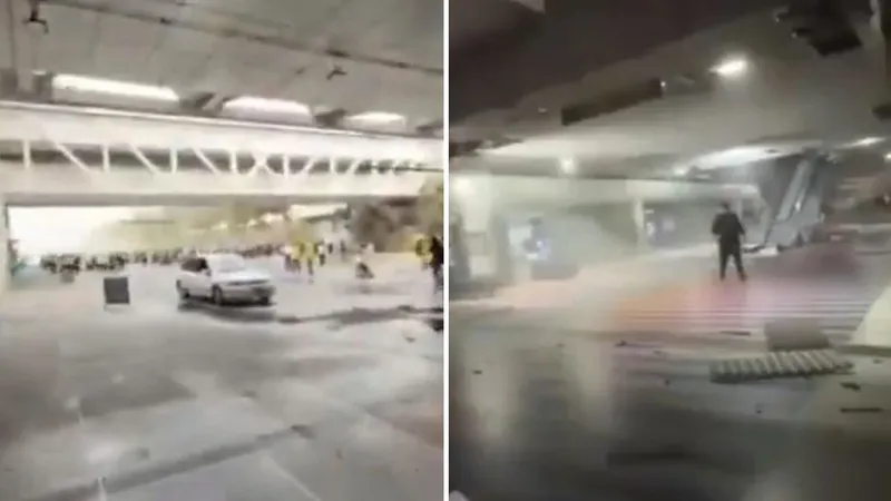 Se derrumba parte del techo del principal aeropuerto de Venezuela tras el fuerte sismo (VIDEOS)