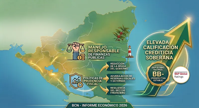 Calificación crediticia de Nicaragua sube a “BB-” con perspectiva estable tras revisión de S&P