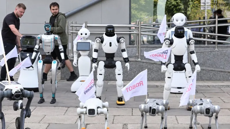 Robots humanoides y cuadrúpedos “protestan” en Varsovia para exigir límites a la inteligencia artificial