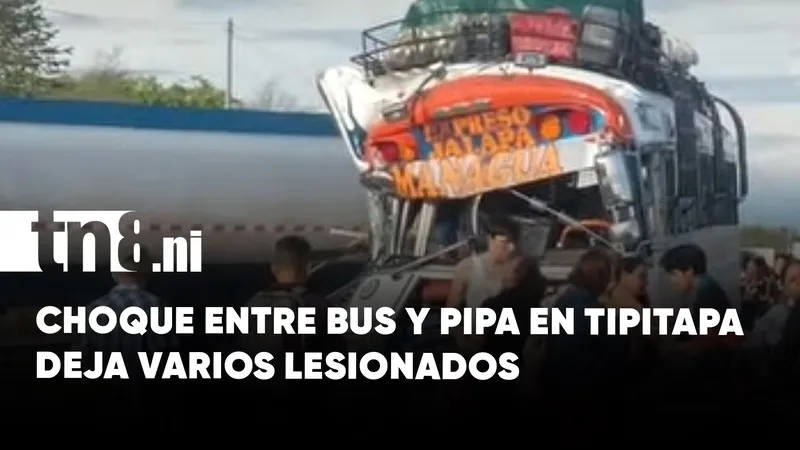 Accidente en San Benito: bus impacta contra pipa en Tipitapa