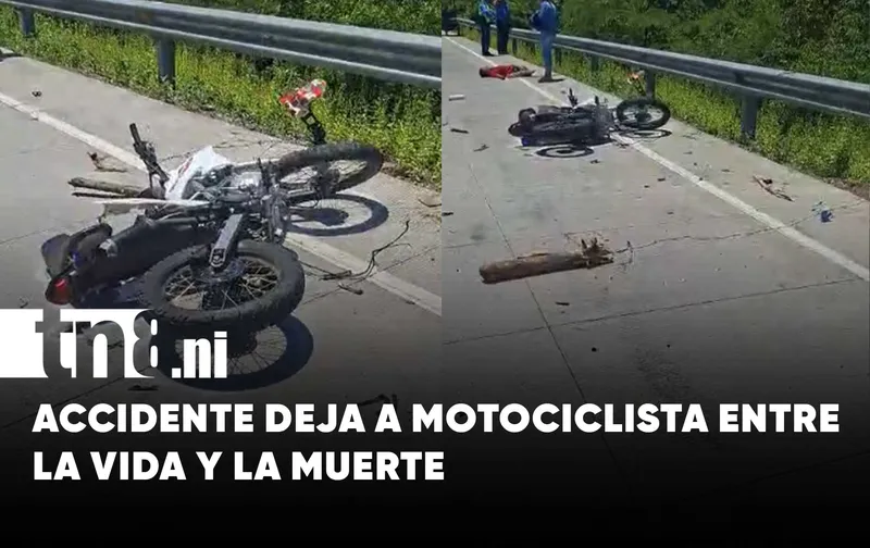 Motociclista lucha por su vida tras brutal accidente en carretera de Chinandega