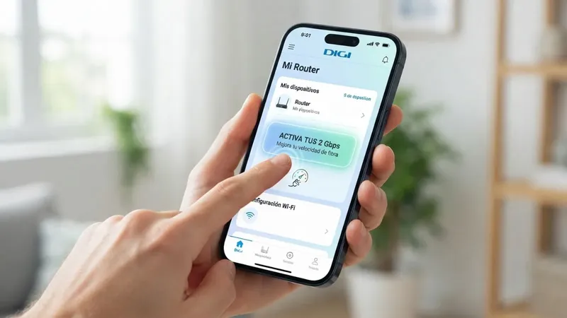 Digi estrena nuevo botón en su app para que puedas cambiar de router y disfrutar de 2 Gbps fibra sin pagar más