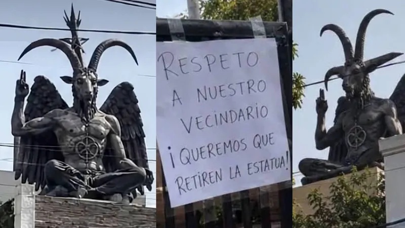 En una casa del Pedregal colocaron UNA ESTATUA de ‘Baphomet’ y vecinos exigen que la quiten