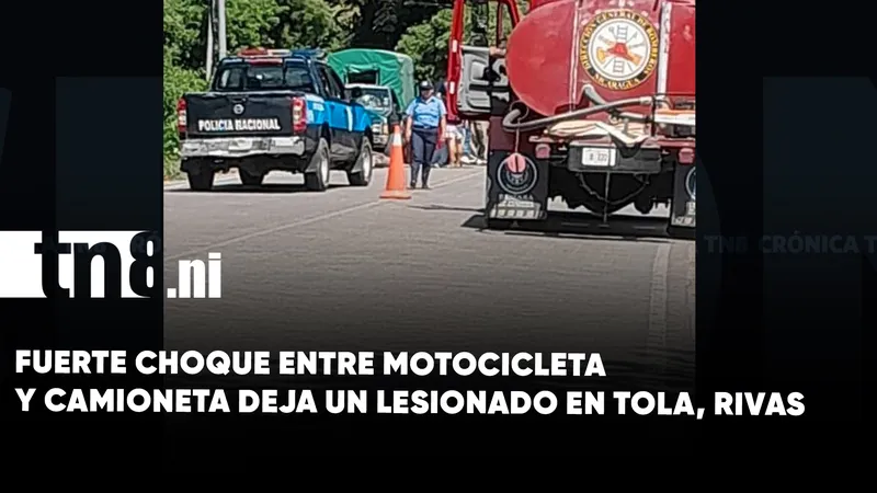 Motociclista resulta lesionado tras impactar contra una camioneta en Rivas