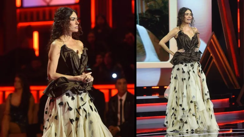 Galilea Montijo se reinventa con un vestido de pétalos y hojas de color marrón cosidos a mano