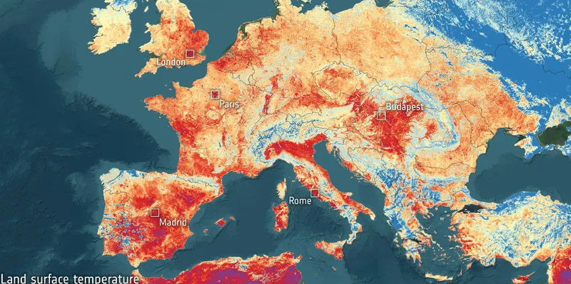 Del espacio a la Tierra: así luce la gigantesca cúpula de calor sobre Europa
