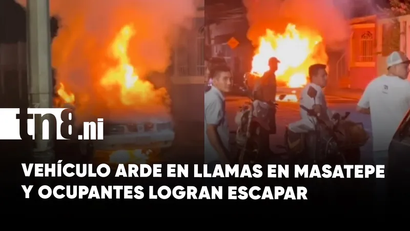 Posible falla eléctrica provoca incendio de vehículo en Masatepe, Masaya