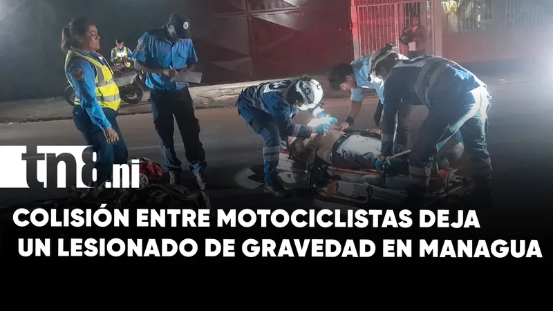 Accidente nocturno en Managua termina con un motociclista hospitalizado