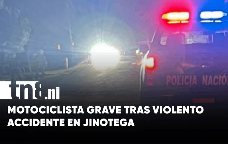 Motociclista queda grave tras violento accidente en La Brellera, Jinotega