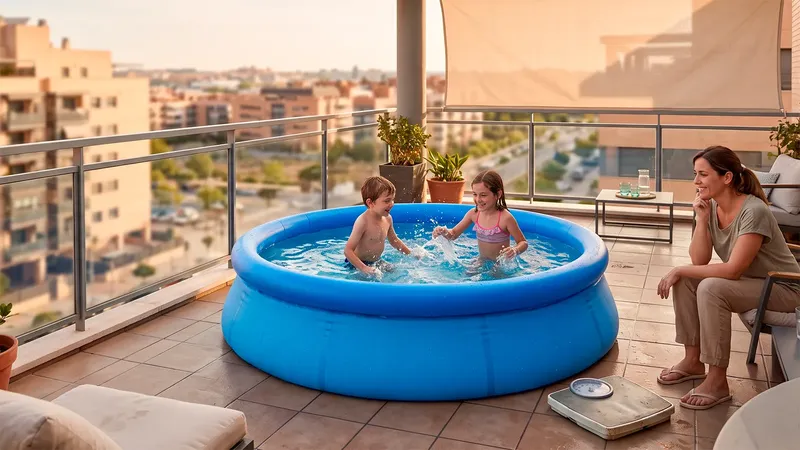 La ley es tajante con las piscinas portátiles en las terrazas: el peso máximo permitido y sus sanciones