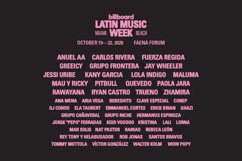 Grupo Frontera, Santos Bravos, Mau y Ricky, Anuel AA y más se suman a Billboard Latin Music Week 2026: Programa completo aquí