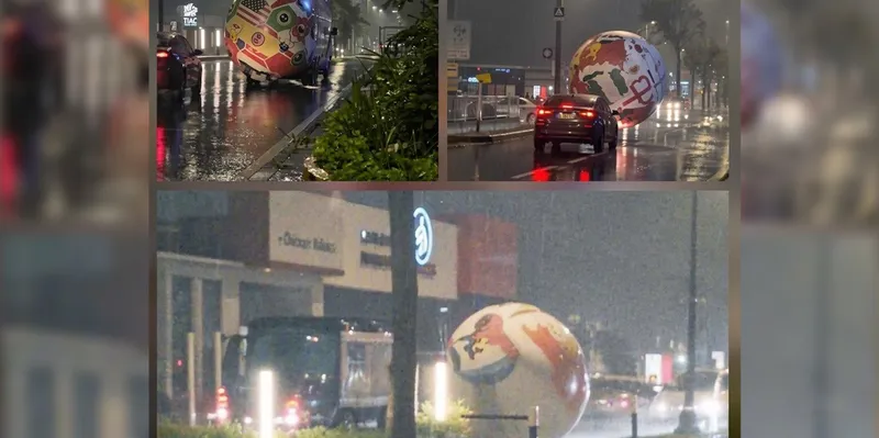Balón gigante del Mundial se desprende y rueda por la Zona Rosa tras intensas...