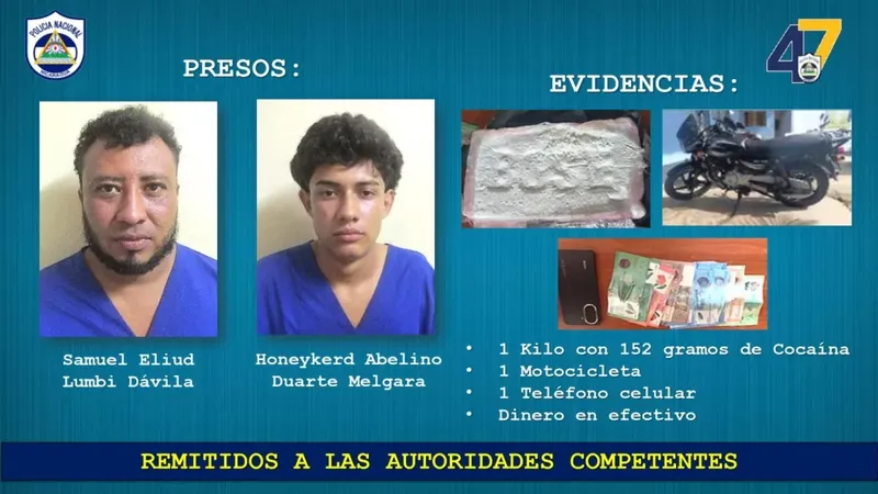 Capturan a dos con más de un kilo de cocaína en Ciudad Darío