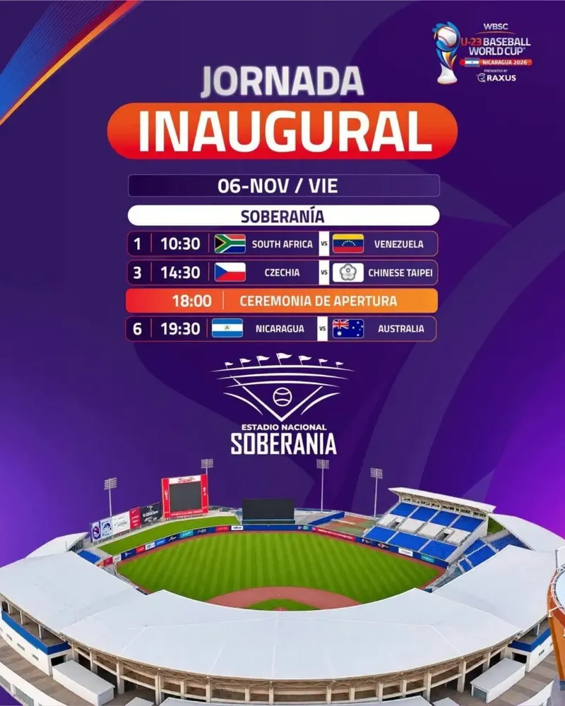 Nicaragua ante Australia en jornada inaugural del mundial Sub-23 en nuestro país.