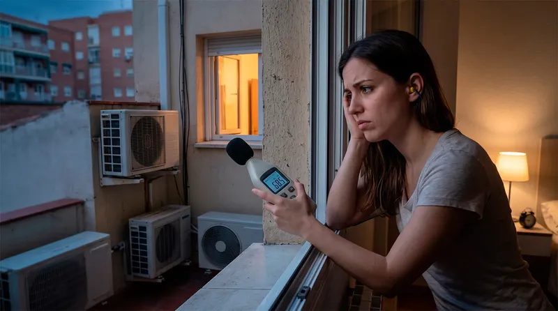 La ley es clara con el aire acondicionado de tu vecino: los decibelios permitidos y lo que puedes hacer si no te deja dormir