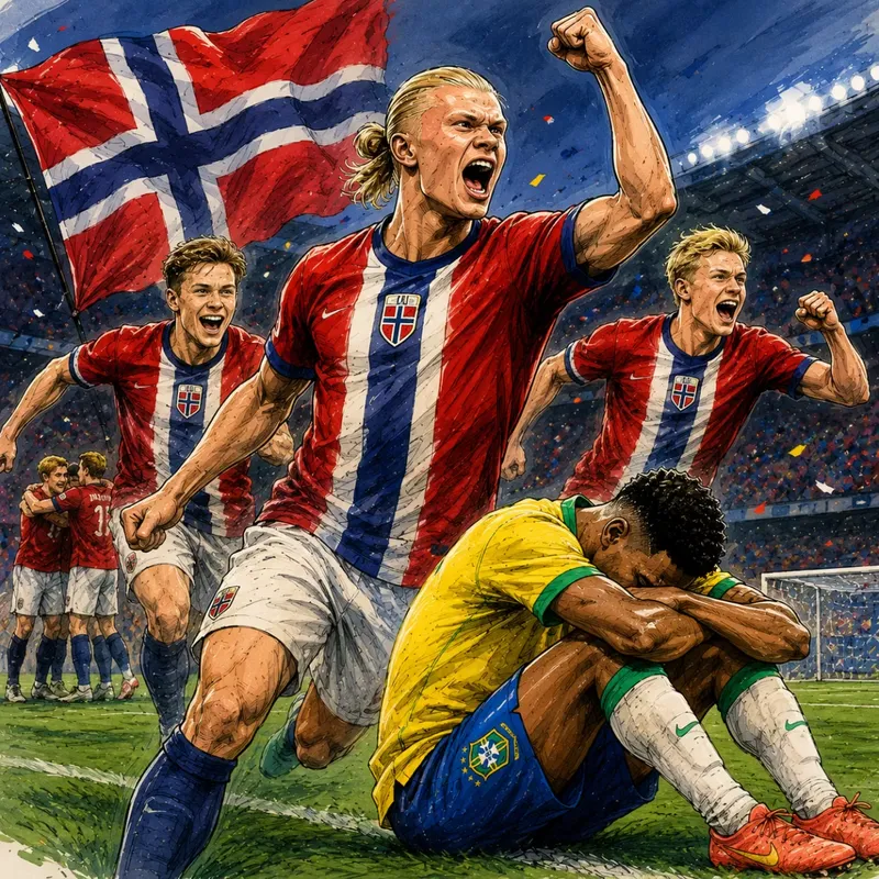 Haaland marca doblete y Noruega elimina 2-1 a Brasil