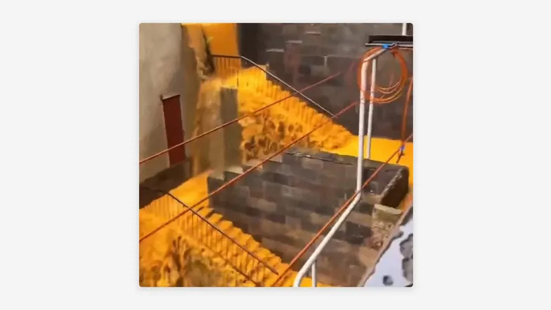 VIDEO: un río de agua naranja recorre las calles de una ciudad armenia