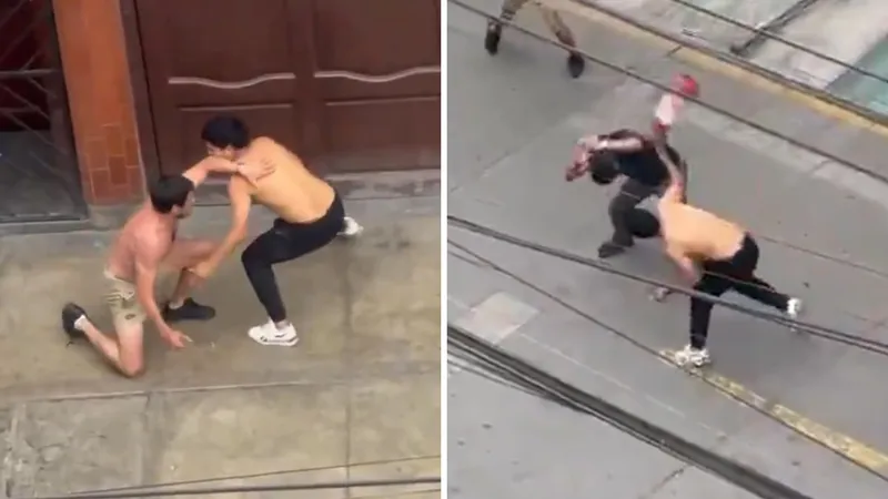 Una violenta pelea callejera escala a niveles inesperados de furia y descontrol (VIDEO)