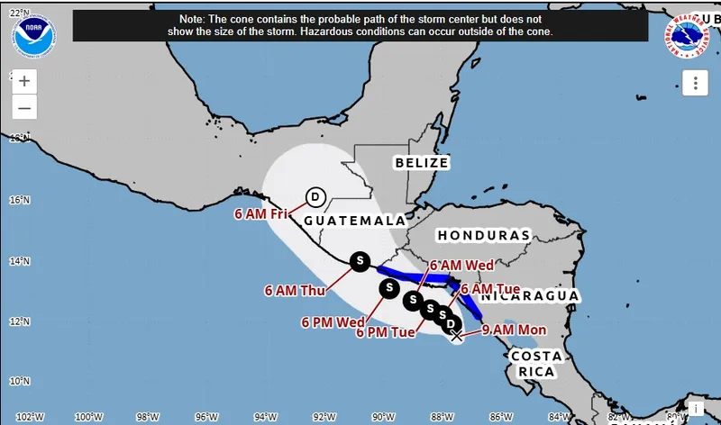 El NHC eleva al 90% la probabilidad de formación de tormenta tropical en el Pacífico de Centroamérica