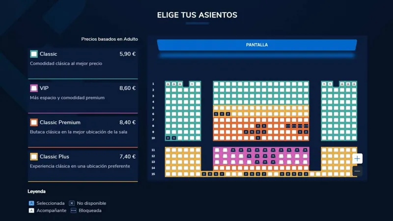 Cinesa pone a prueba un nuevo modelo de venta de entradas: Pagas por la butaca que eliges
