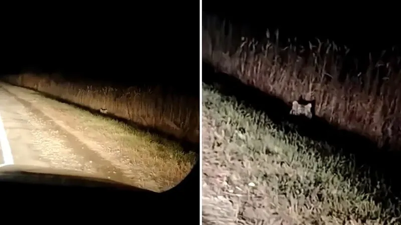Encuentro inesperado: un padre y su hijo pequeño se topan con un tigre en una carretera de Rusia (VIDEO)