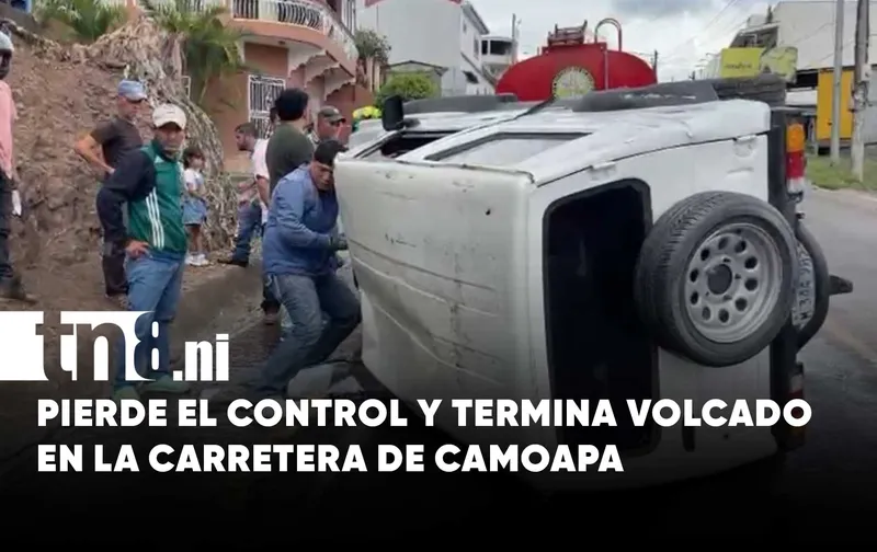 Aparatoso vuelco en Camoapa termina sin víctimas de gravedad