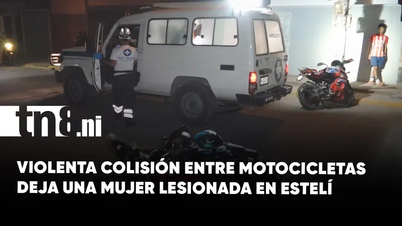 Cámara de vigilancia capta fuerte accidente de motocicletas en Estelí