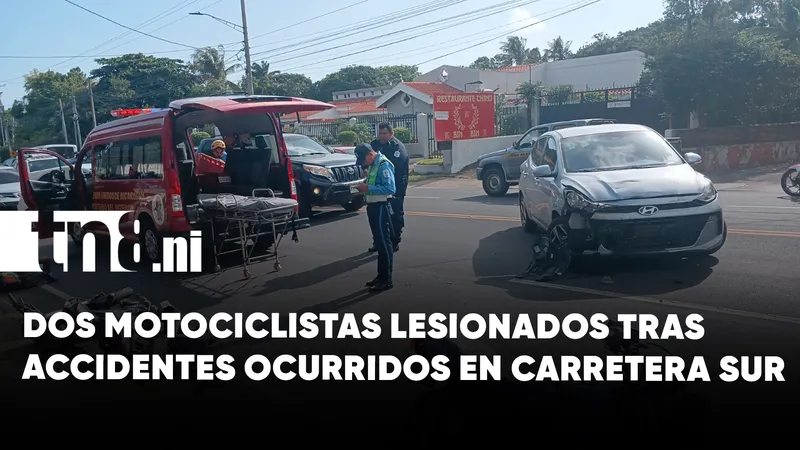 Dos accidentes dejan a motociclistas lesionados a pocos metros de distancia en Carretera Sur
